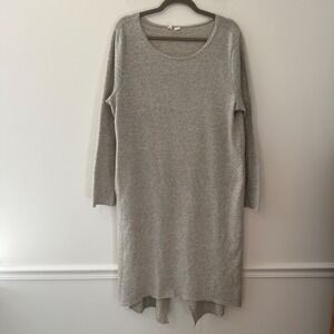 Moth Anthropologie Grey Knit Scoop Neck Tulip Back Midi Shift Dress Womens XL